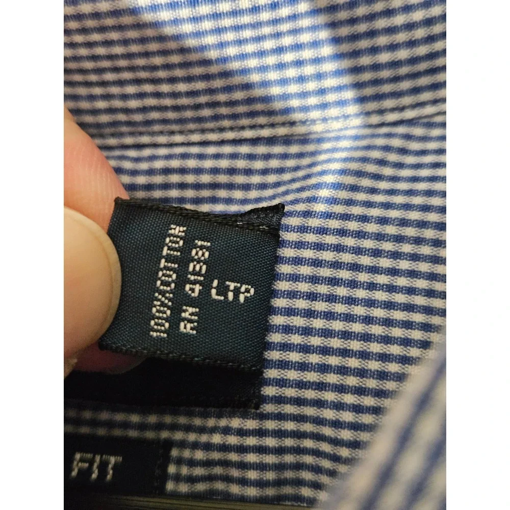 Ralph Lauren Mens 2XLT Tall Classic Fit Gingham Button Down Shirt Blue White
